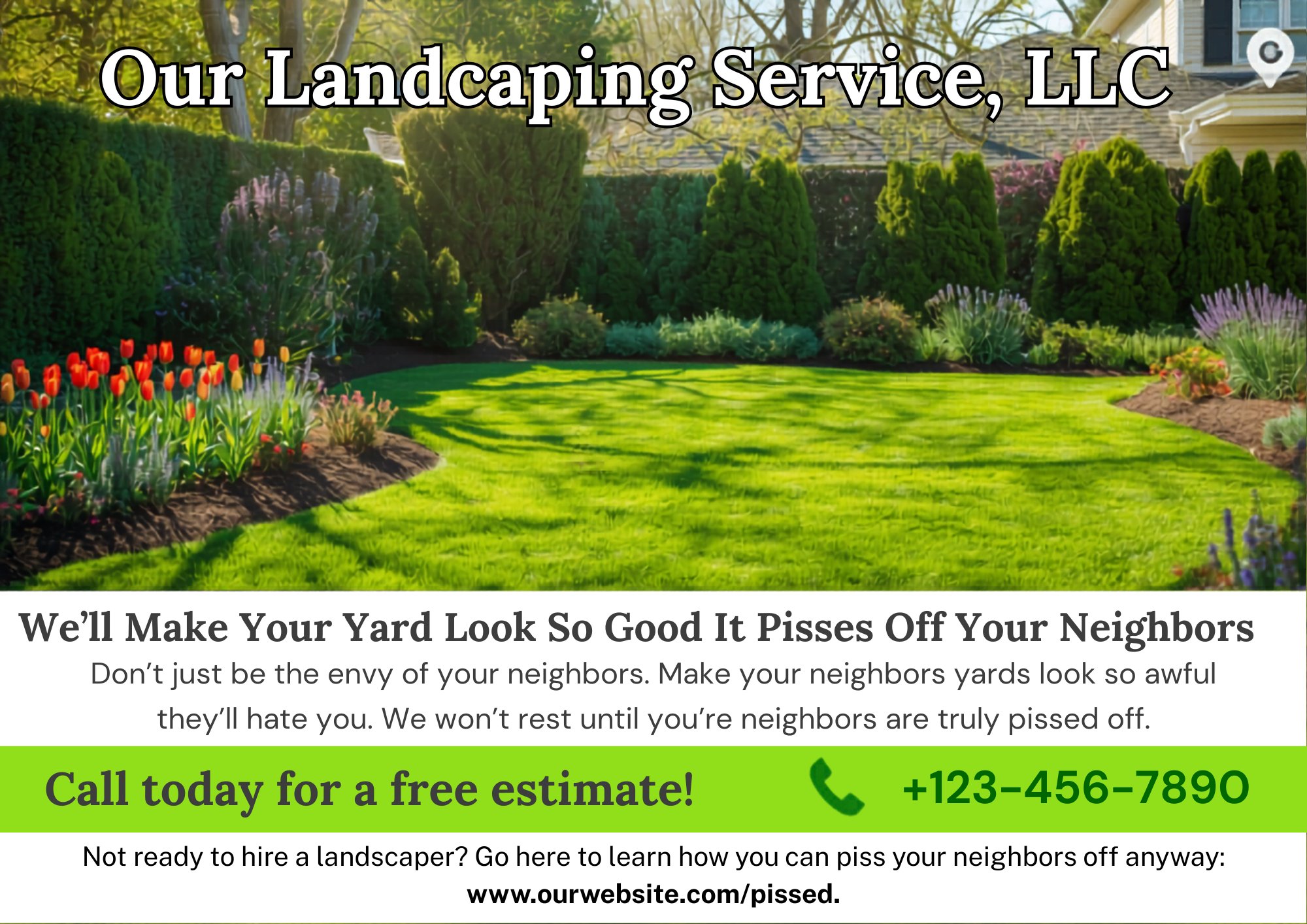 Landscaping ad with a free resource offer for people not ready to buy