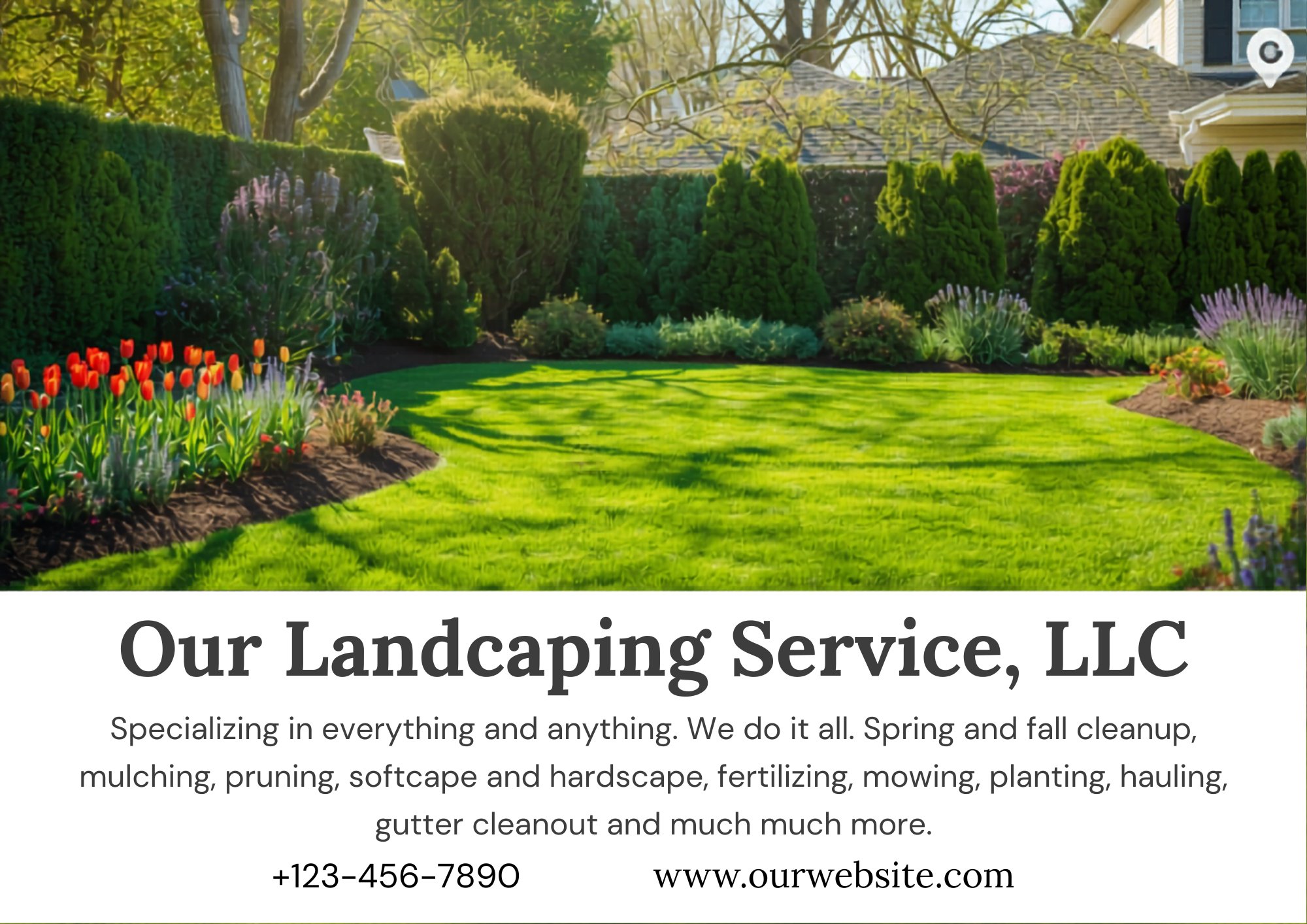 Basic landscaping ad with just phone number and website